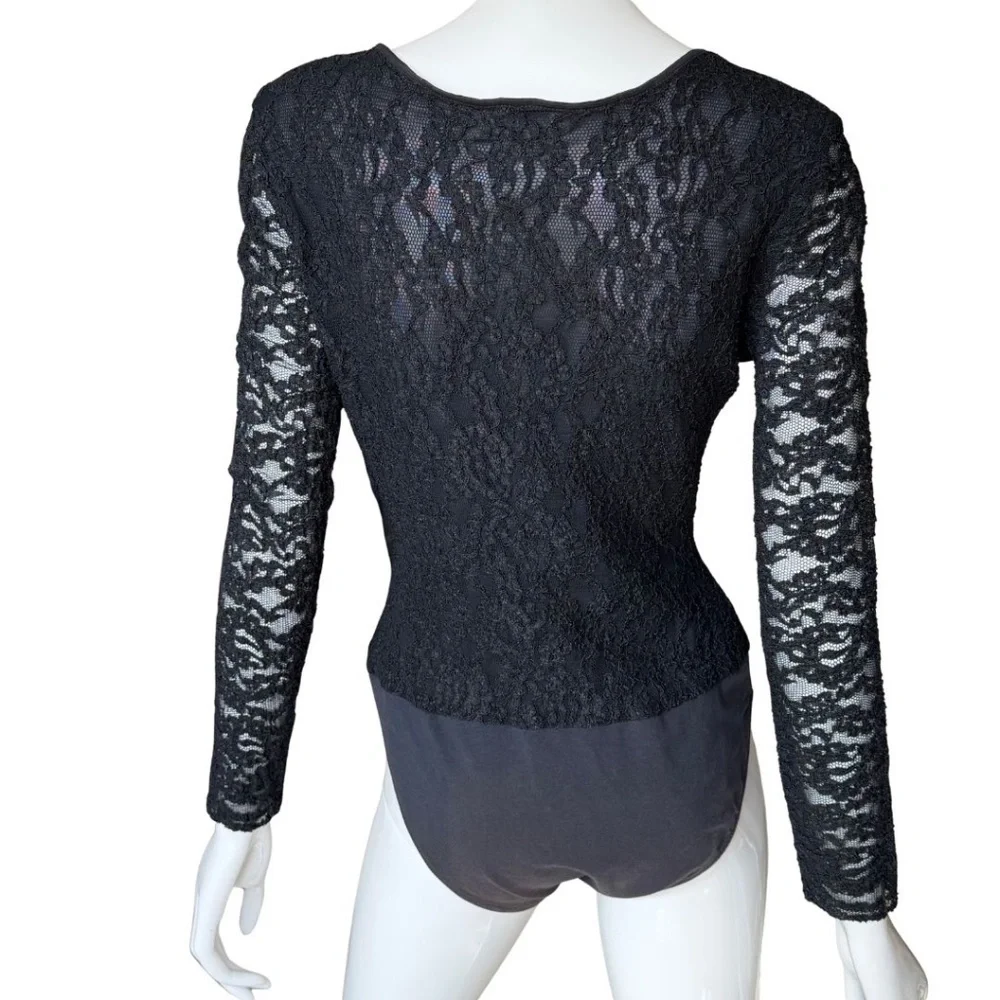 Ann Taylor (Original Ann Taylor) Black Lace Bodysuit Size Large